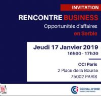 Rencontre Business avec la Serbie. Le jeudi 17 janvier 2019 à Paris02. Paris.  16H00